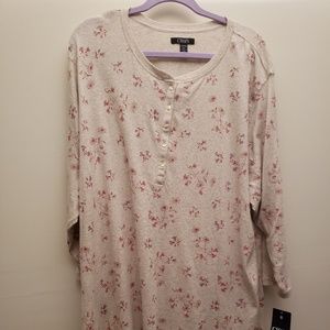NWT Chaps Floral Henley Shirt 3X